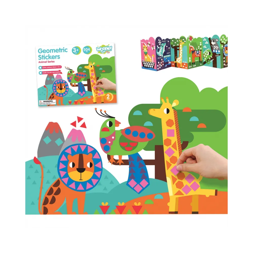 WOOPIE ART&FUN Naklejki Zestaw Dopasuj Kształty i Kolory Wyklejanka Zwierzątka 504 el.