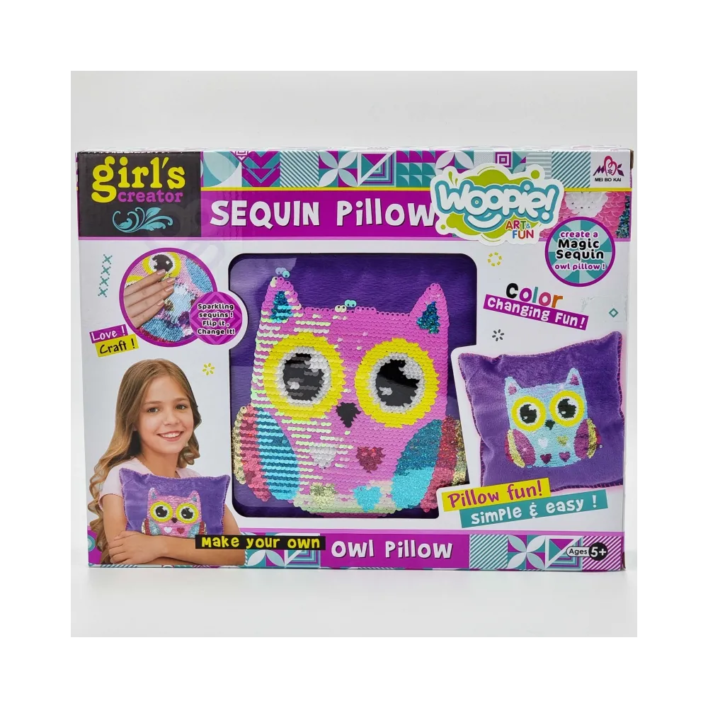 WOOPIE ART&FUN Zestaw Kreatywny Poduszka do Ozdobienia Sówka