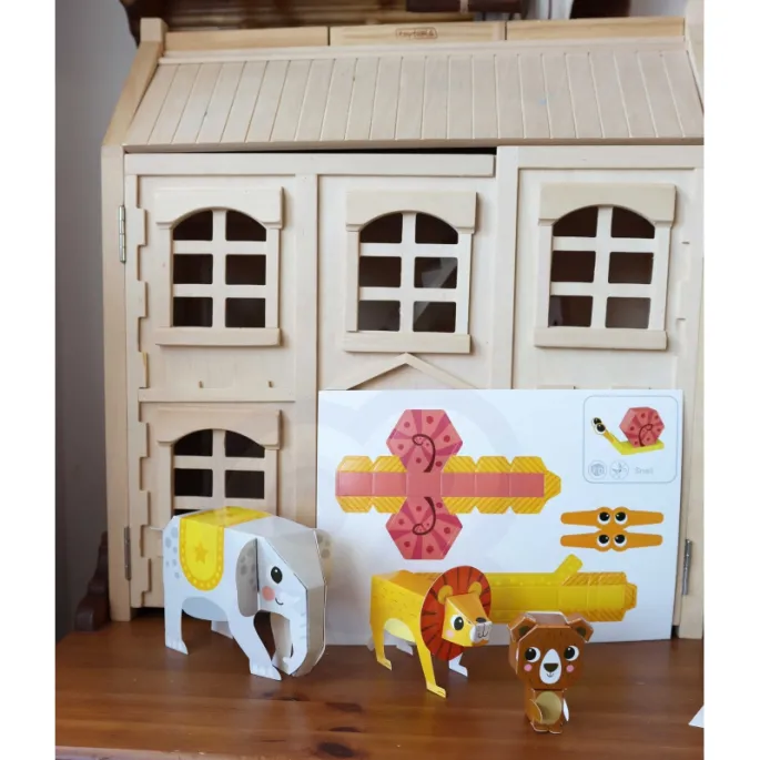 Zabawa origami 3D dla dzieci z kreatywnymi zwierzakami.