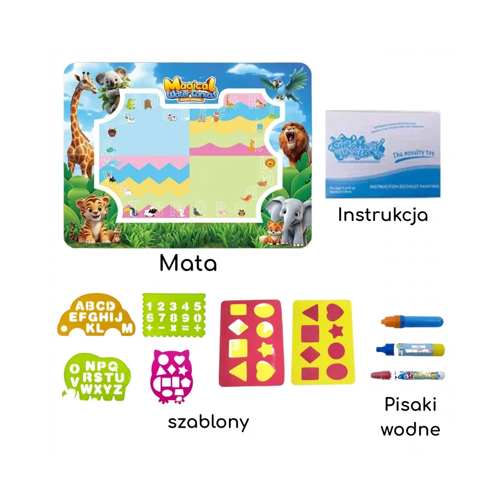 WOOPIE Mata Wodna do Malowania Safari Literki Cyferki