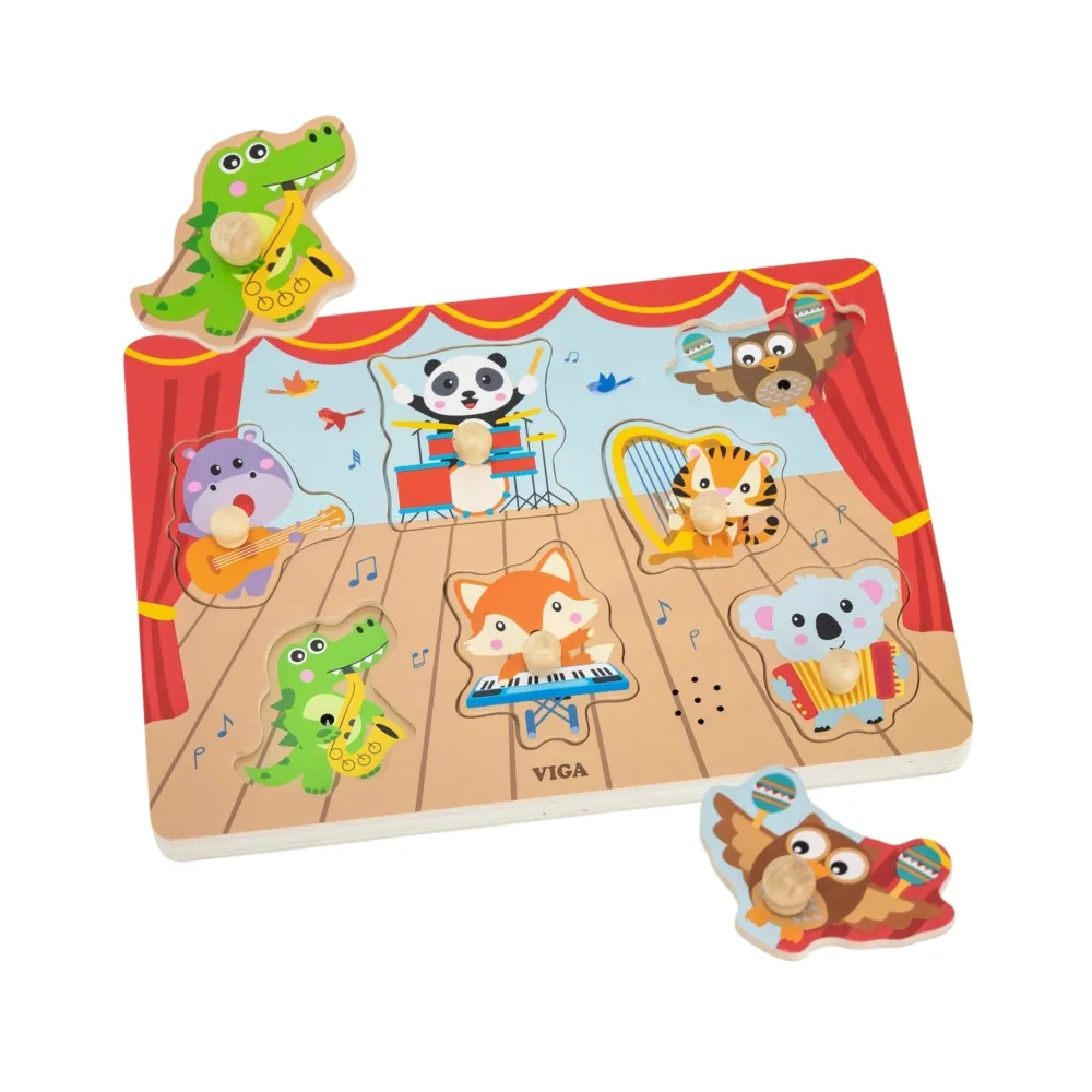 VIGA Puzzle Dźwiękowe Dopasuj Muzykujące Zwierzęta
