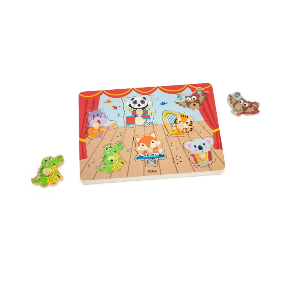 VIGA Puzzle Dźwiękowe Dopasuj Muzykujące Zwierzęta