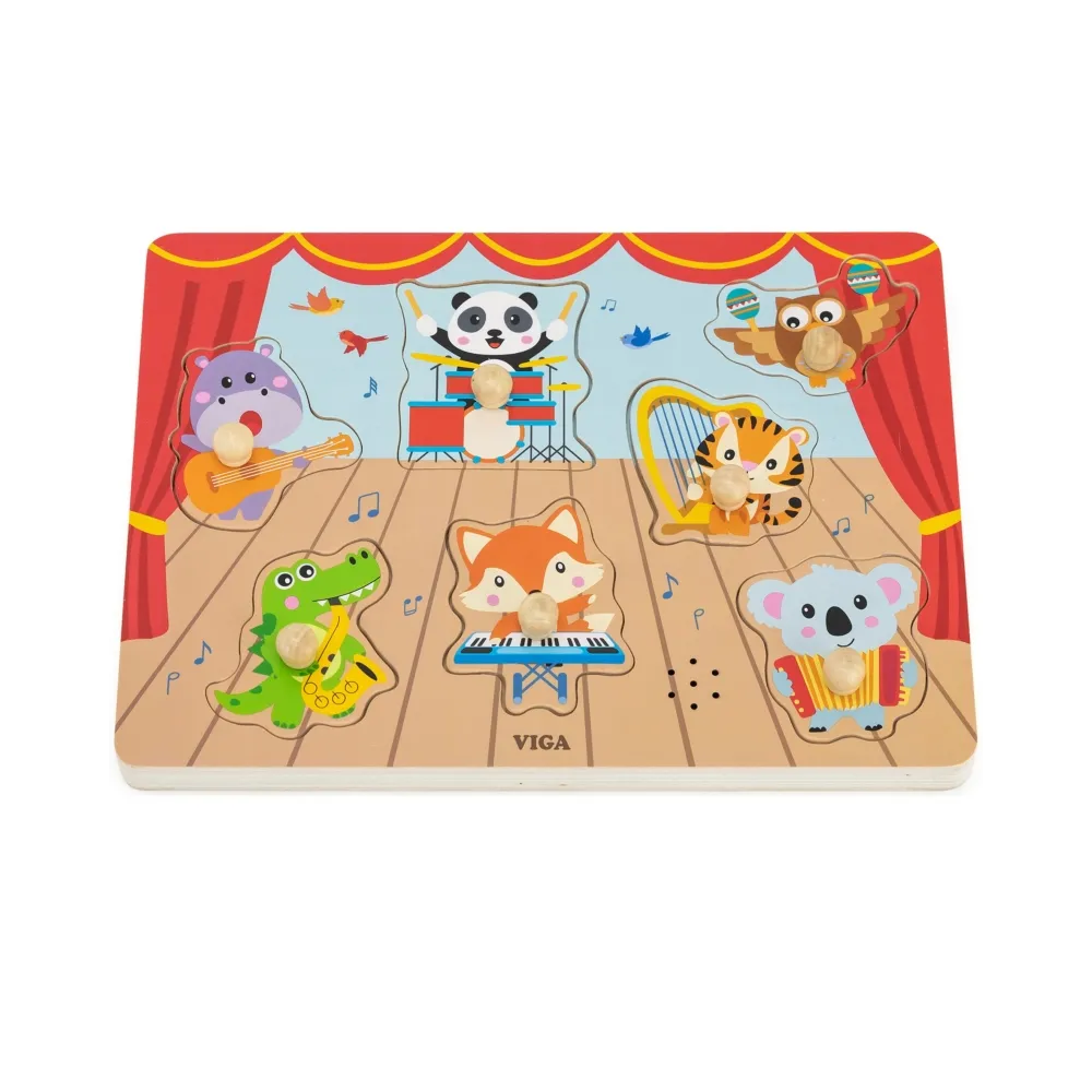 VIGA Puzzle Dźwiękowe Dopasuj Muzykujące Zwierzęta