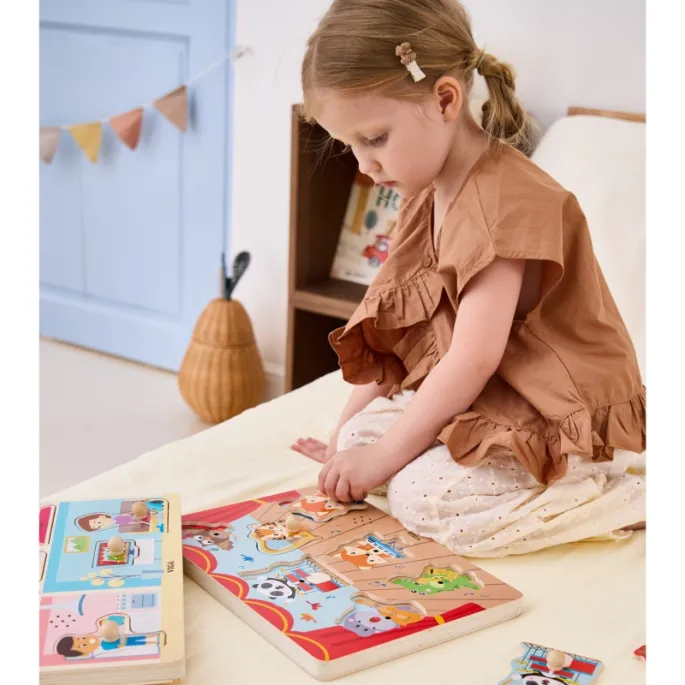 Drewniane puzzle dźwiękowe dla dzieci od 18 miesięcy