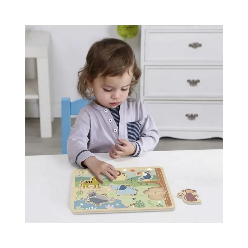 TOOKY TOY Drewniane Interaktywne Puzzle Zwierzątka