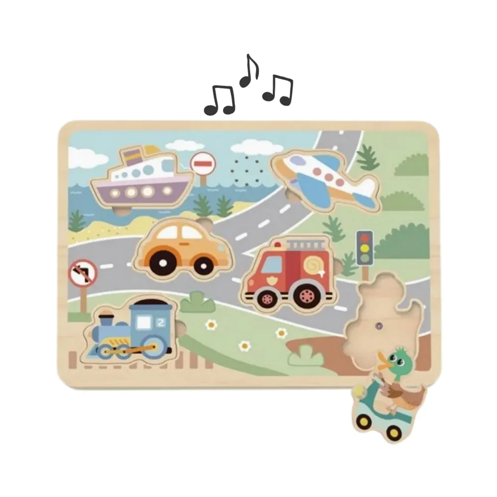 TOOKY TOY Drewniane Interaktywne Puzzle Pojazdy