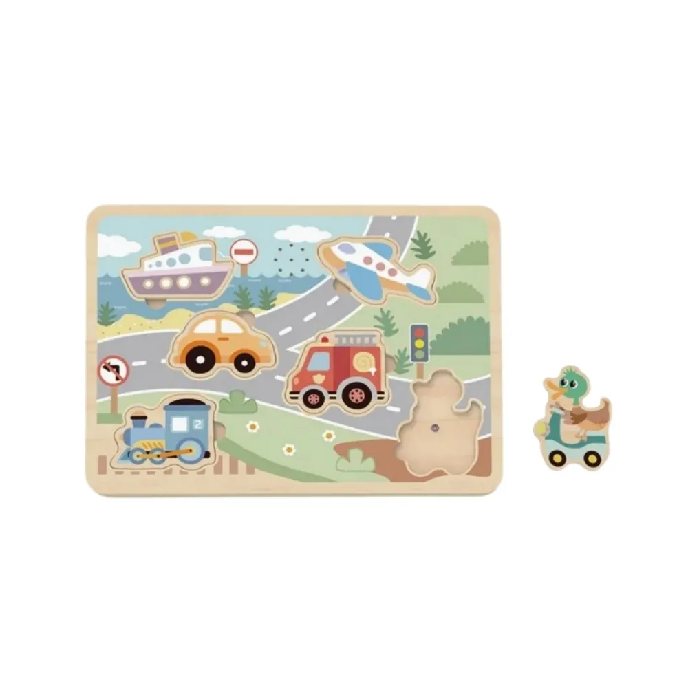 TOOKY TOY Drewniane Interaktywne Puzzle Pojazdy