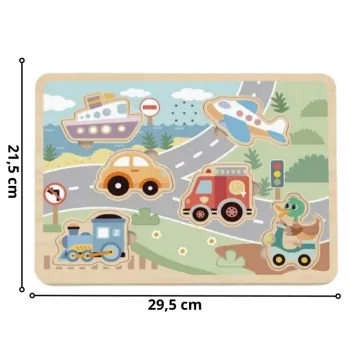 TOOKY TOY Drewniane Interaktywne Puzzle Pojazdy