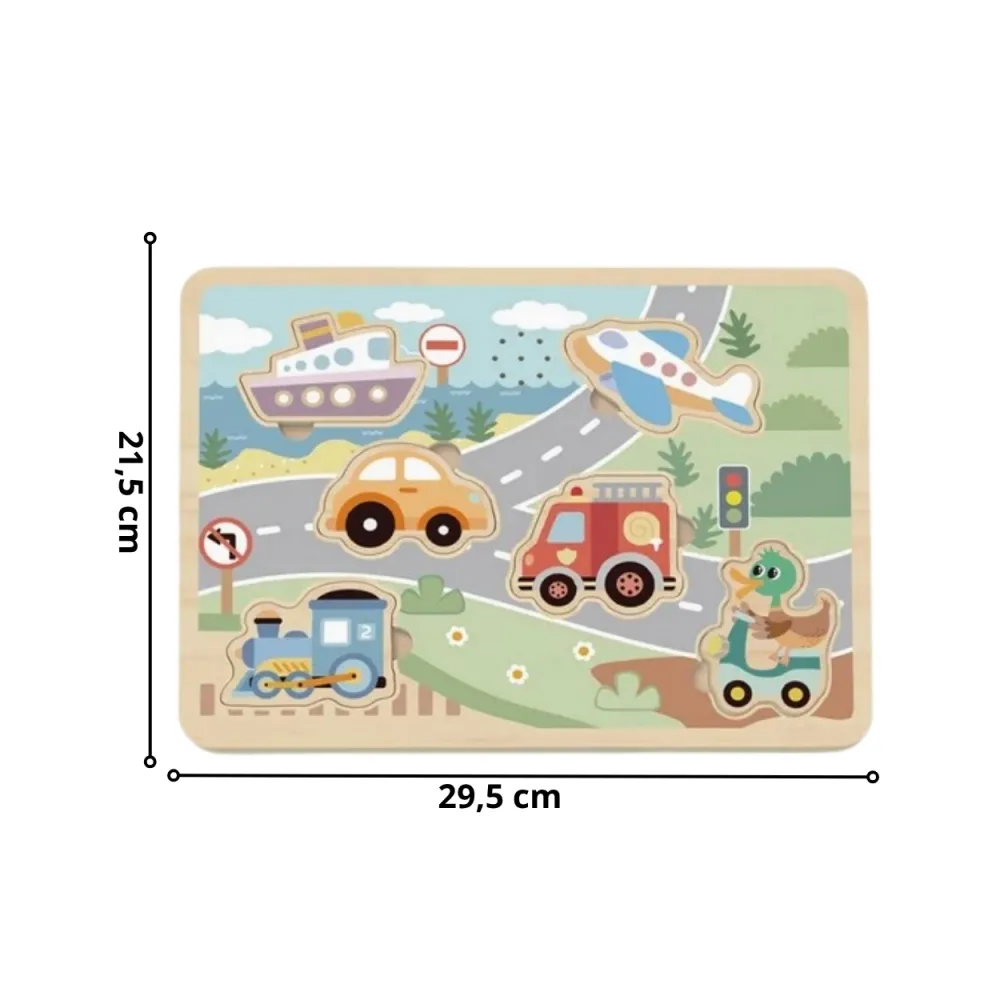 TOOKY TOY Drewniane Interaktywne Puzzle Pojazdy
