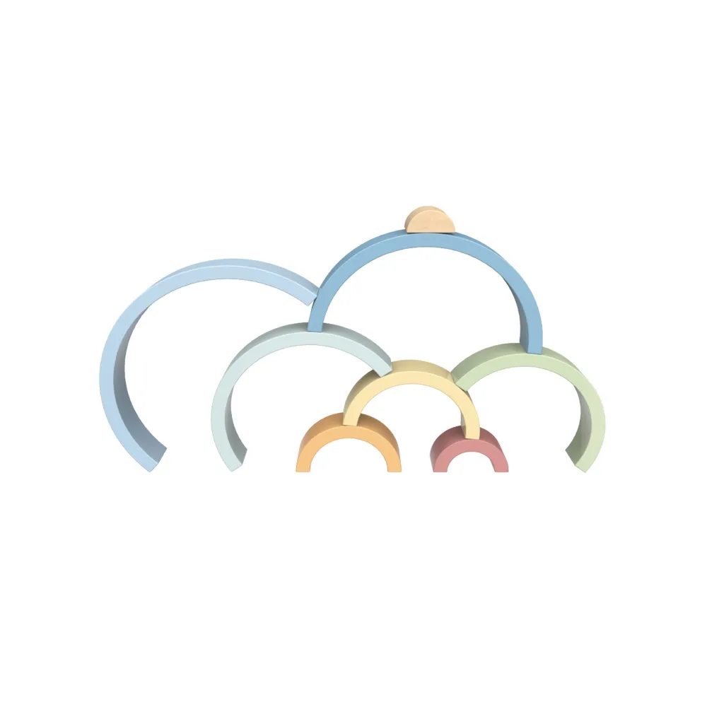 TOOKY TOY Pastelowa Układanka Drewniane Klocki Montessori Tęcza