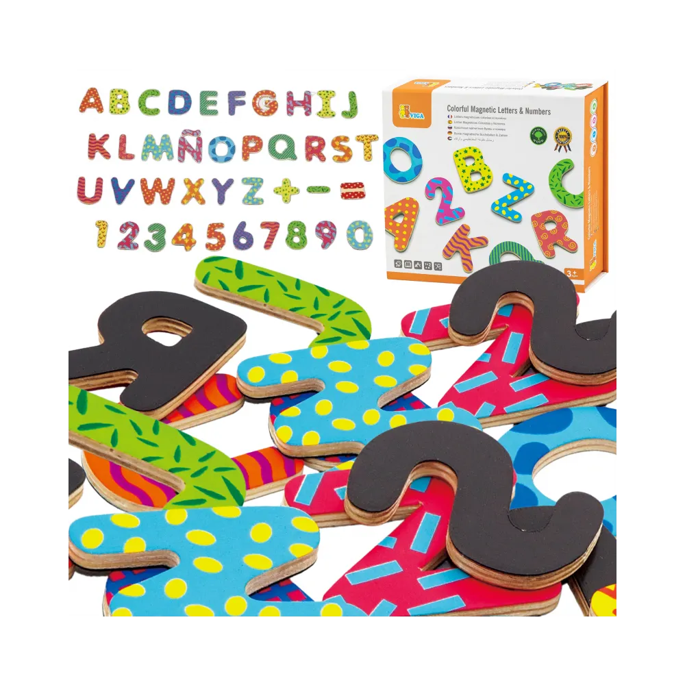 VIGA Drewniany Zestaw Magnetyczny Literki i cyferki