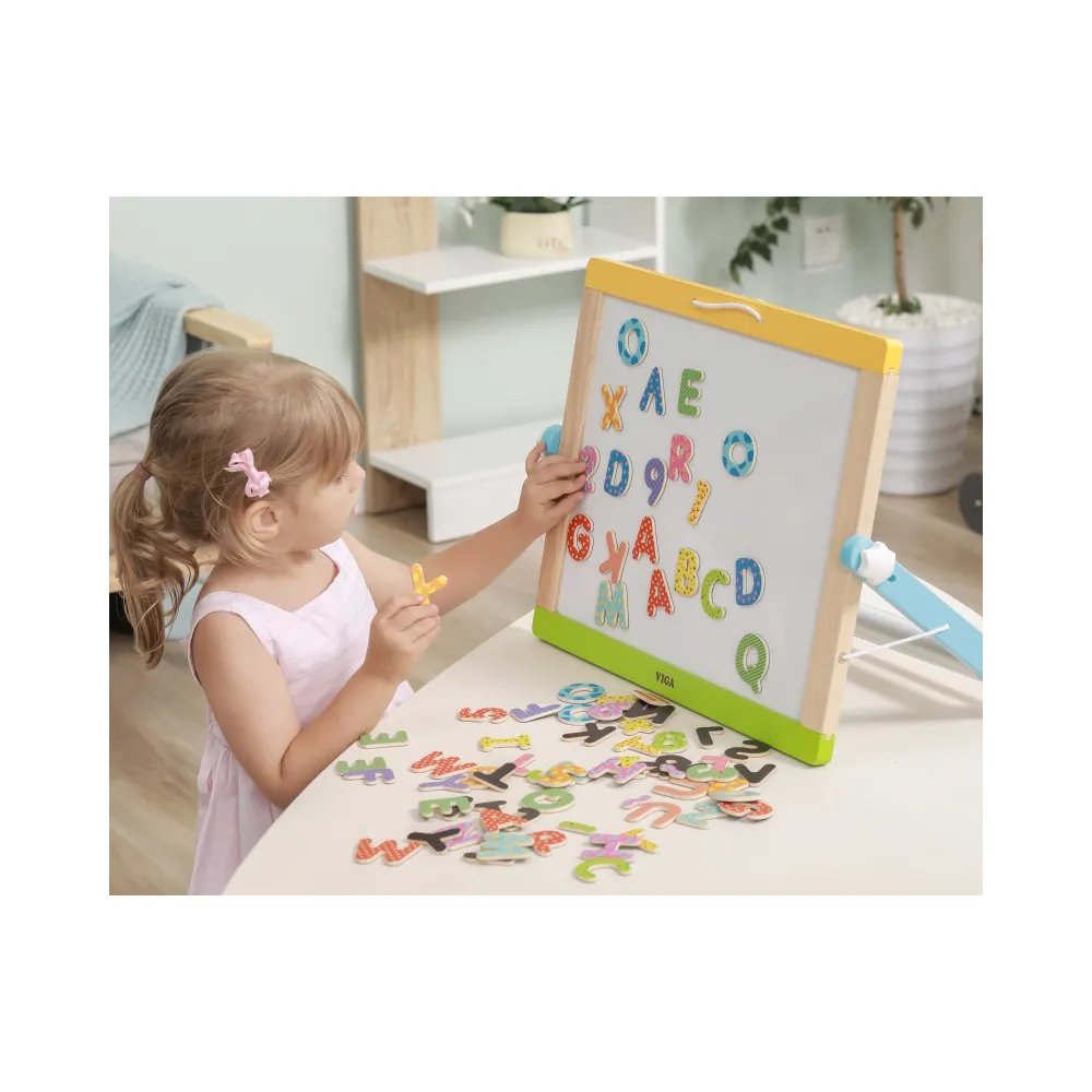 VIGA Drewniany Zestaw Magnetyczny Literki i cyferki