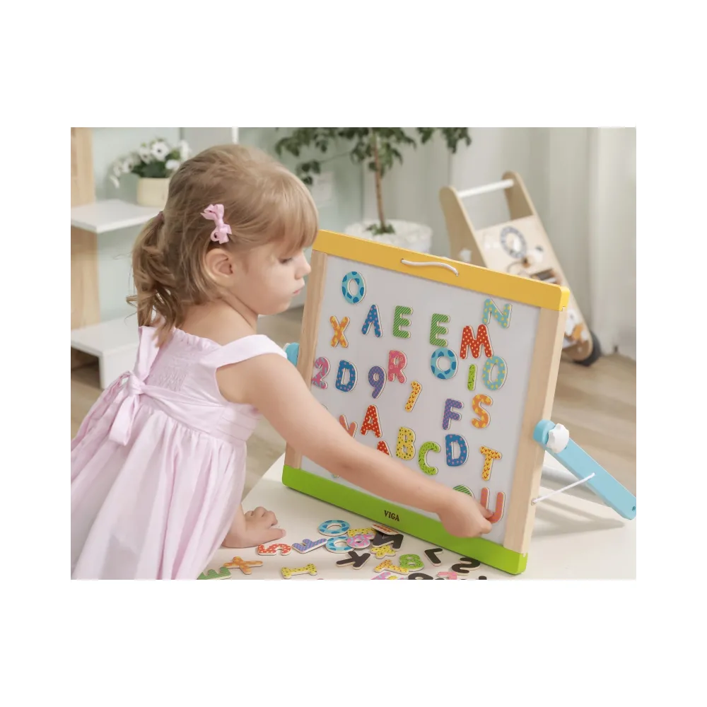 VIGA Drewniany Zestaw Magnetyczny Literki i cyferki