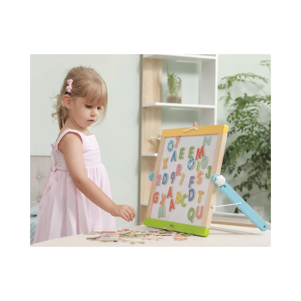 VIGA Drewniany Zestaw Magnetyczny Literki i cyferki