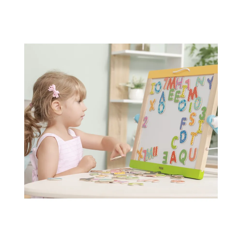 VIGA Drewniany Zestaw Magnetyczny Literki i cyferki