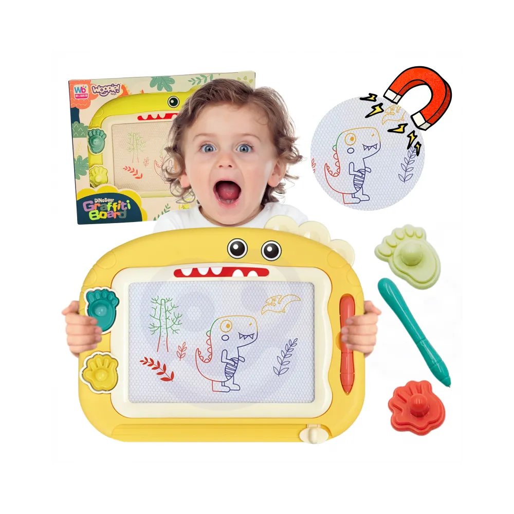 WOOPIE Znikopis Tablica Magnetyczna Kolorowa + 2 Stempelki Dinozaur