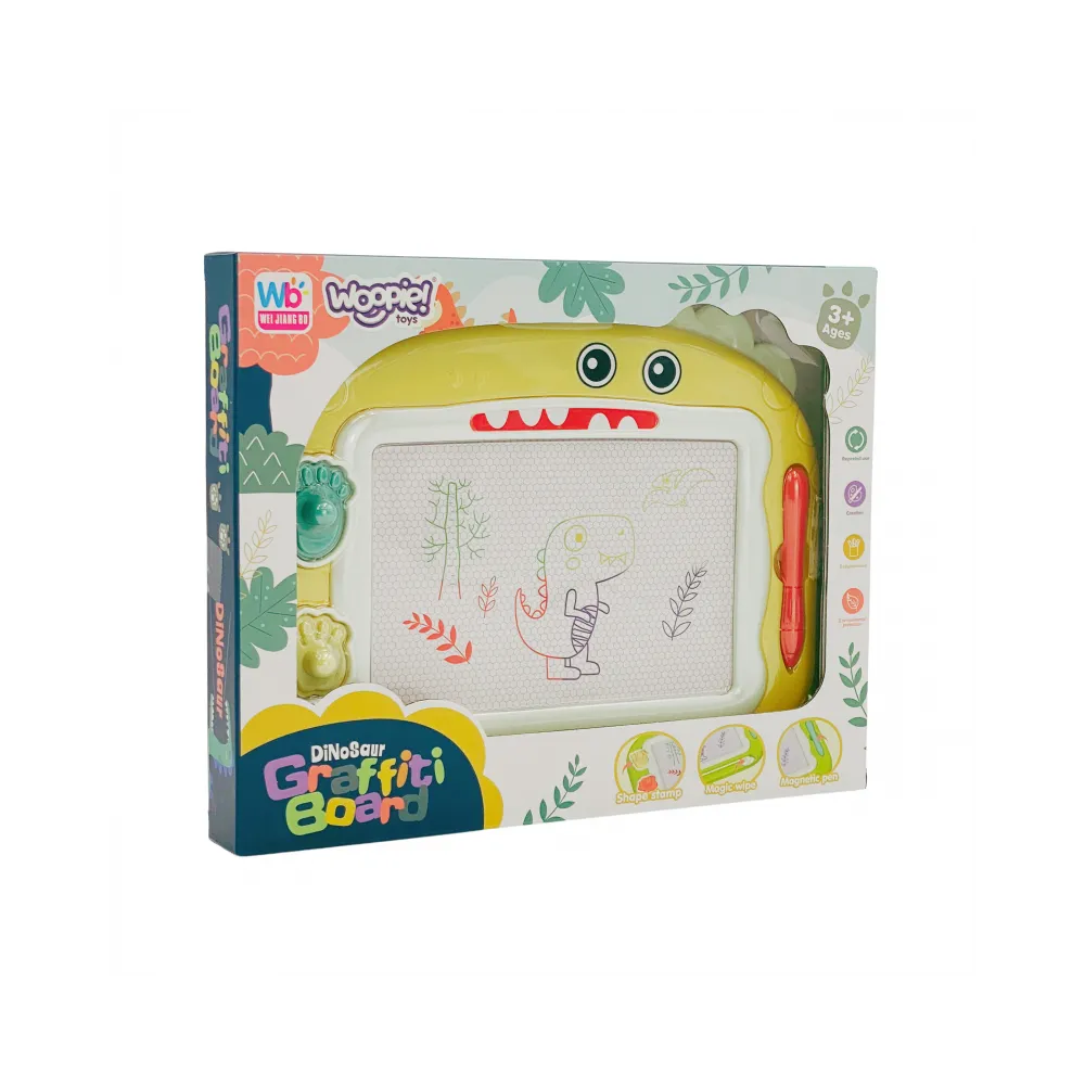 WOOPIE Znikopis Tablica Magnetyczna Kolorowa + 2 Stempelki Dinozaur