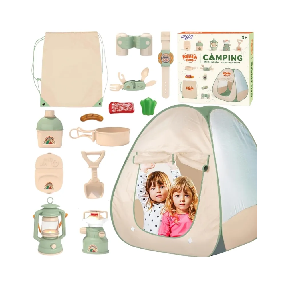 Zestaw kempingowy dla dzieci z namiotem i akcesoriami