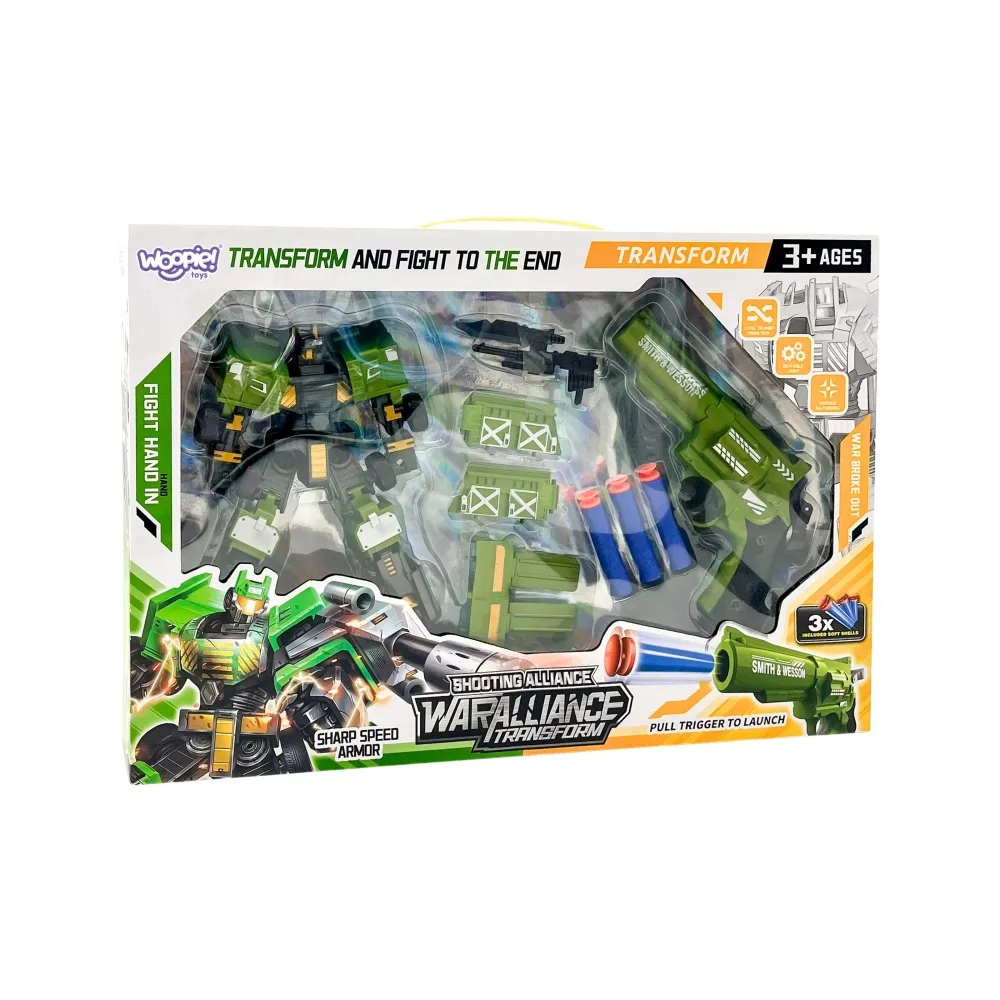 WOOPIE Zestaw 3w1 Robot Transformujący Pojazd Bojowy i Wyrzutnia na Strzałki Zielony
