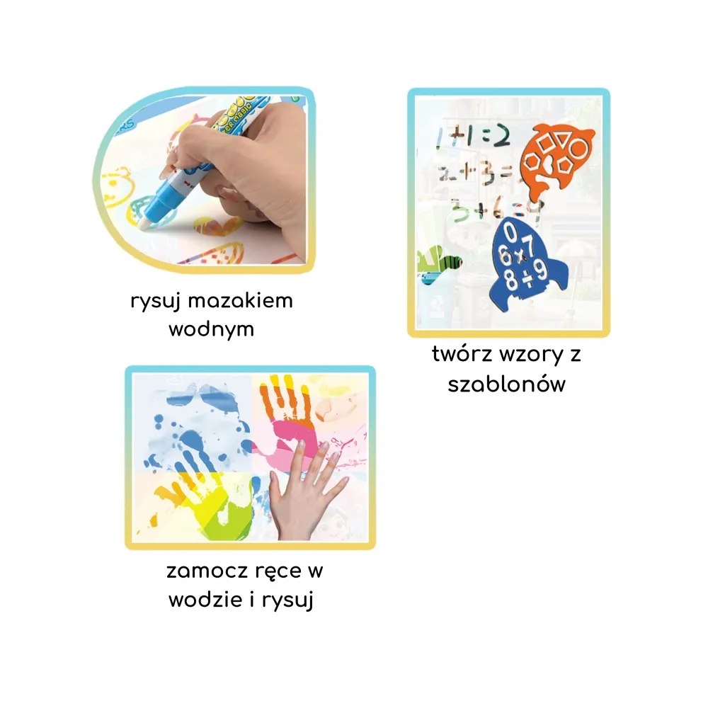 WOOPIE Mata Wodna do Malowania dla Dzieci z Dinozaurami + Akcesoria