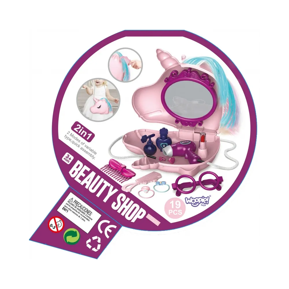 WOOPIE Toaletka dla Dziewczynki 2w1 Salon Piękności w Torebce Jednorożec