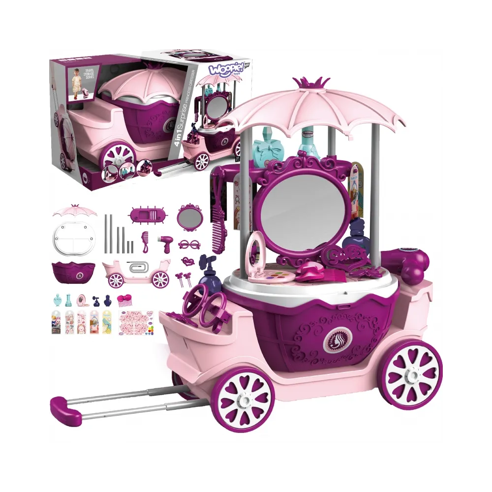 WOOPIE Salon Piękności Urody Toaletka na Kółkach Wózek Wlizka 31 akc. 4w1