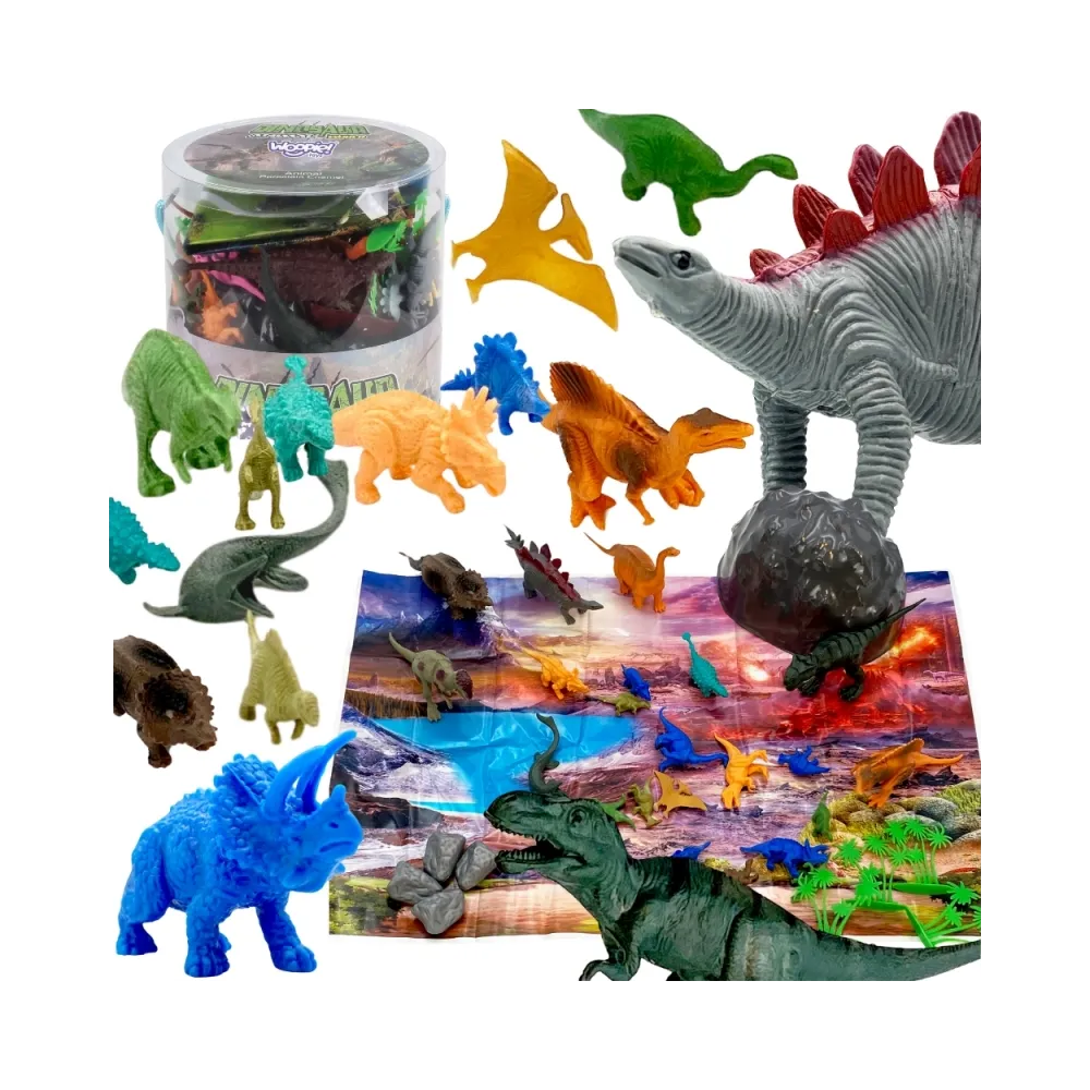 Zestaw figurek dinozaurów w praktycznym pojemniku