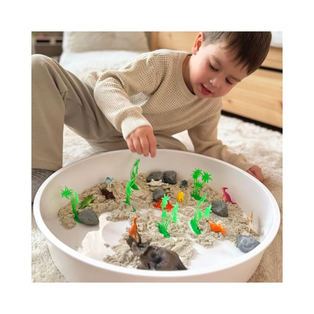 Figurki dinozaurów z dodatkowymi akcesoriami krajobrazowymi