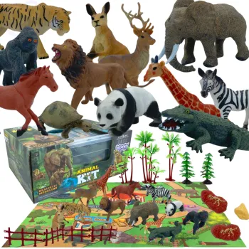 Zestaw figurek safari z matą do zabawy