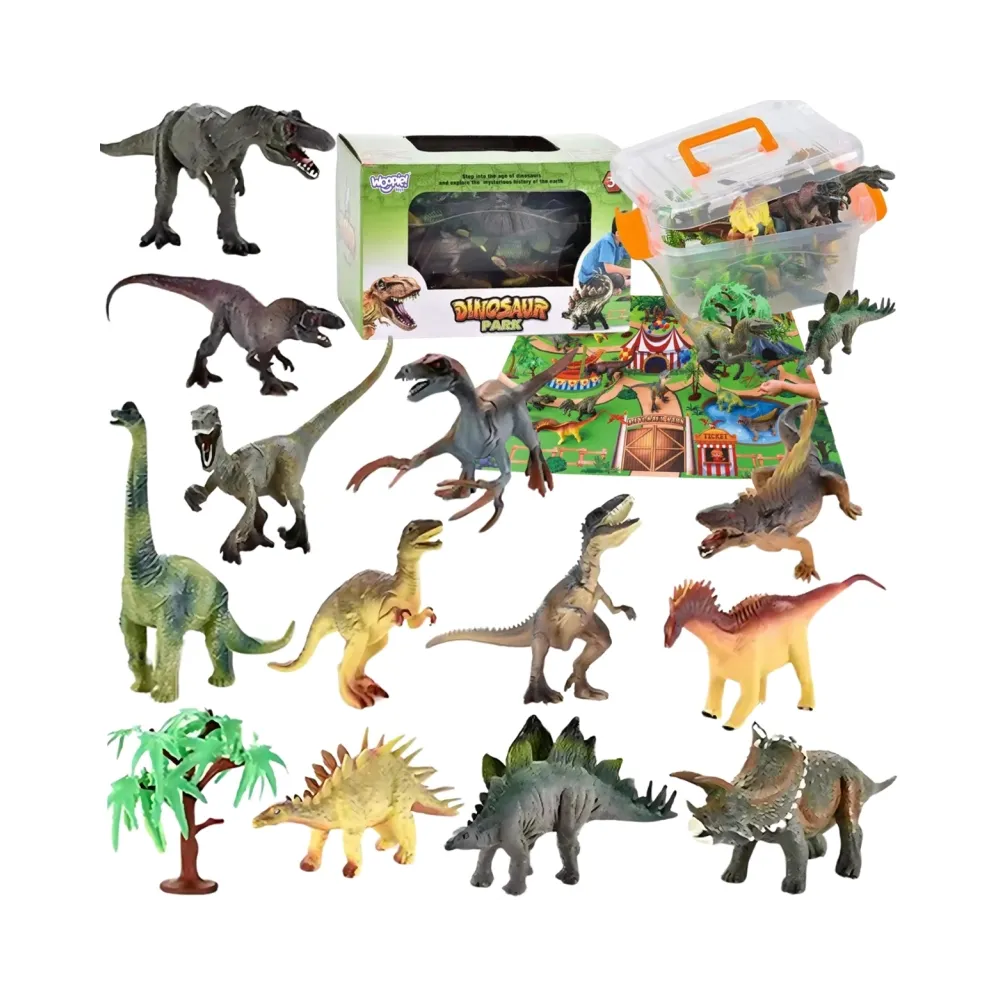 Zestaw dinozaurów w kolorowej maty do zabawy.