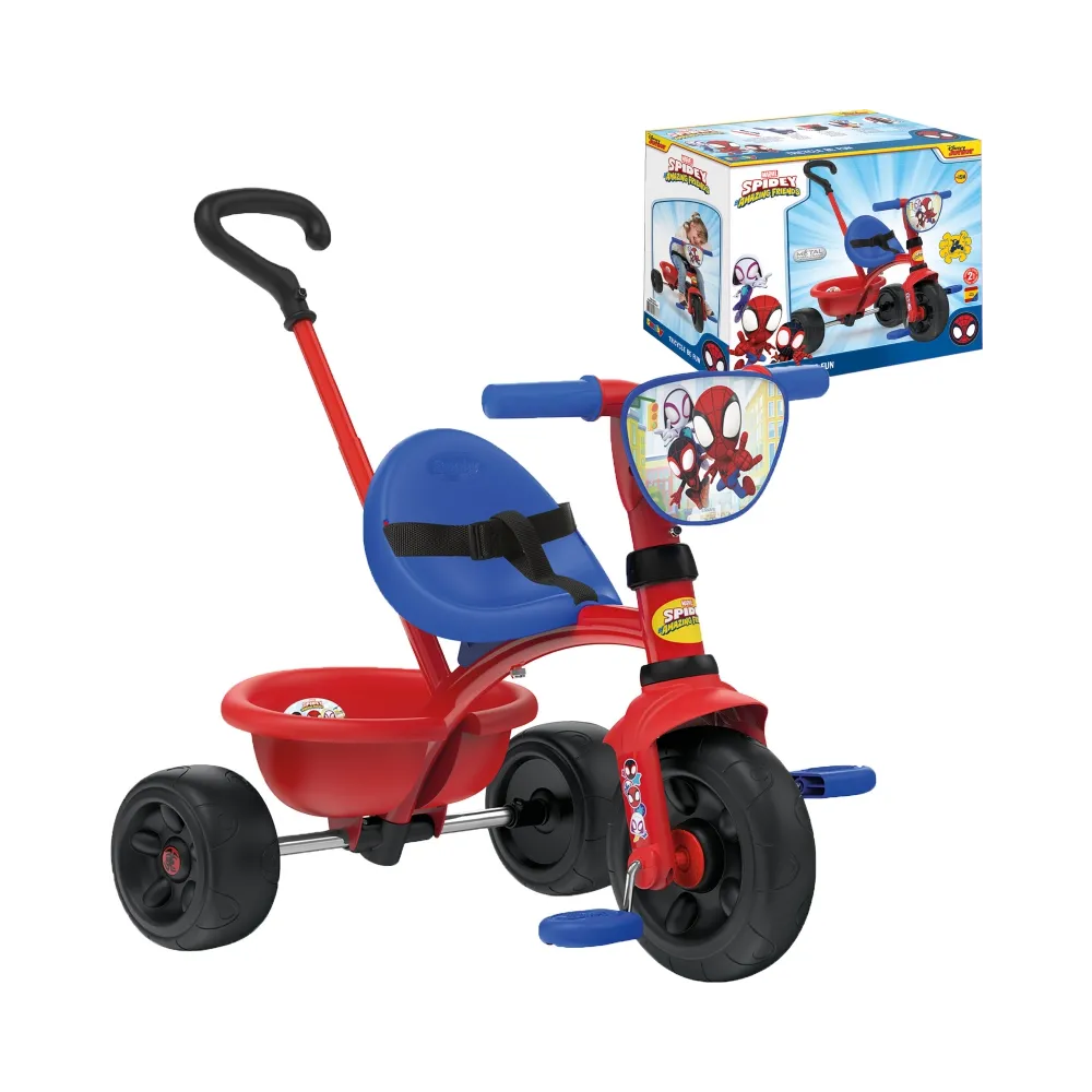 Rowerek trójkołowy SMOBY z motywem Spideya dla małych odkrywców.