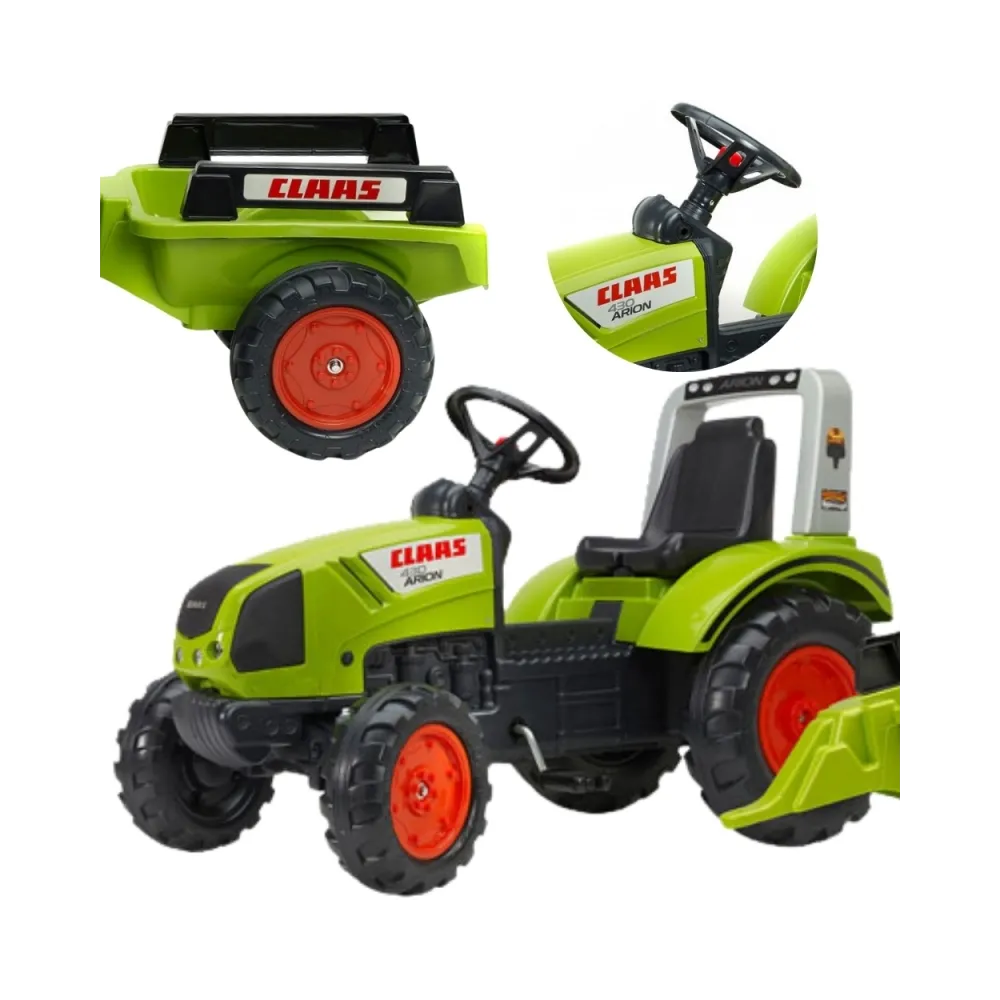 Traktor na pedały Claas z przyczepką dla dzieci powyżej 3 lat