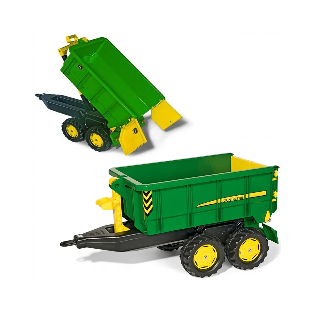 Dwuosiowa przyczepa John Deere idealna do zabawy na świeżym powietrzu