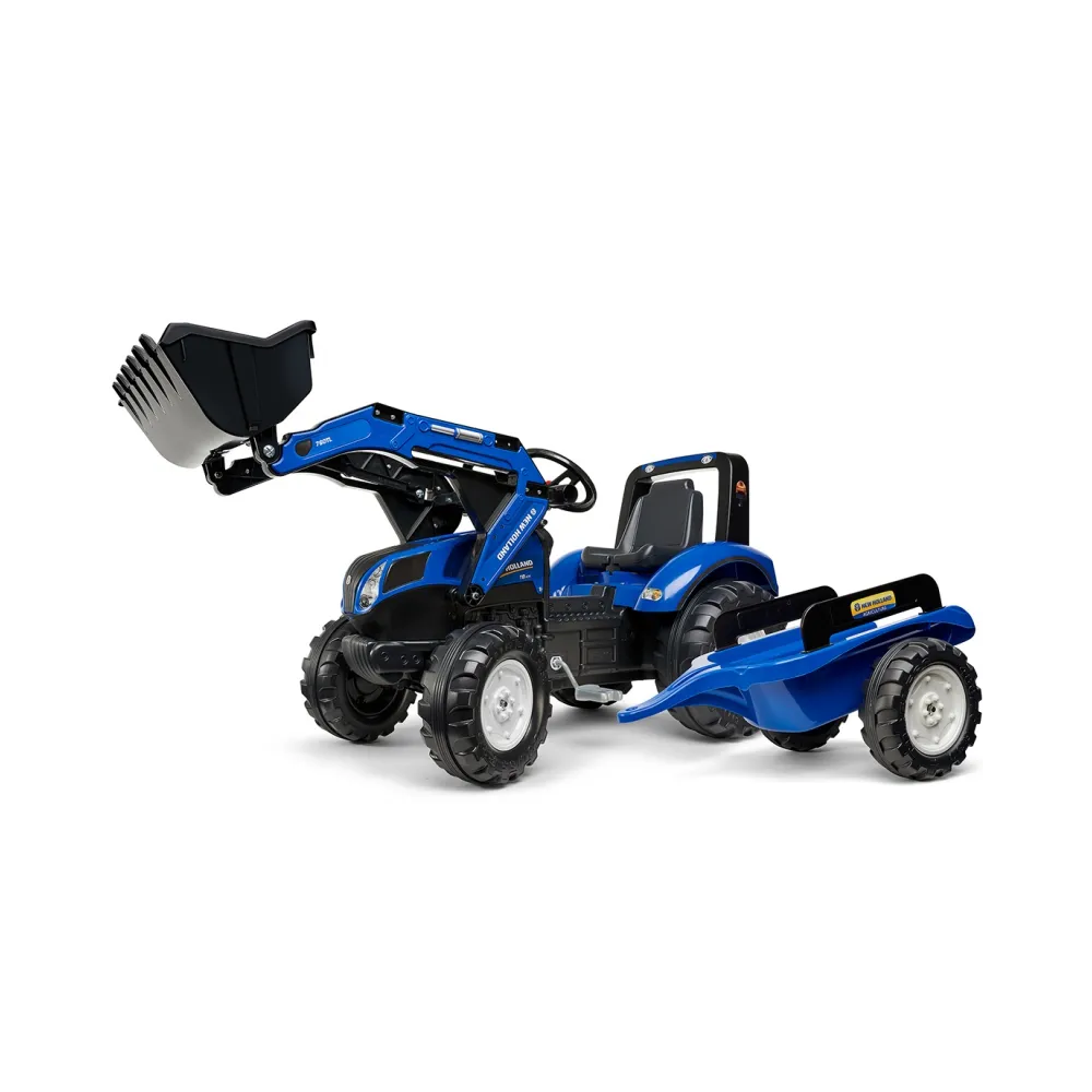 Traktor New Holland na pedały z zabawnymi akcesoriami