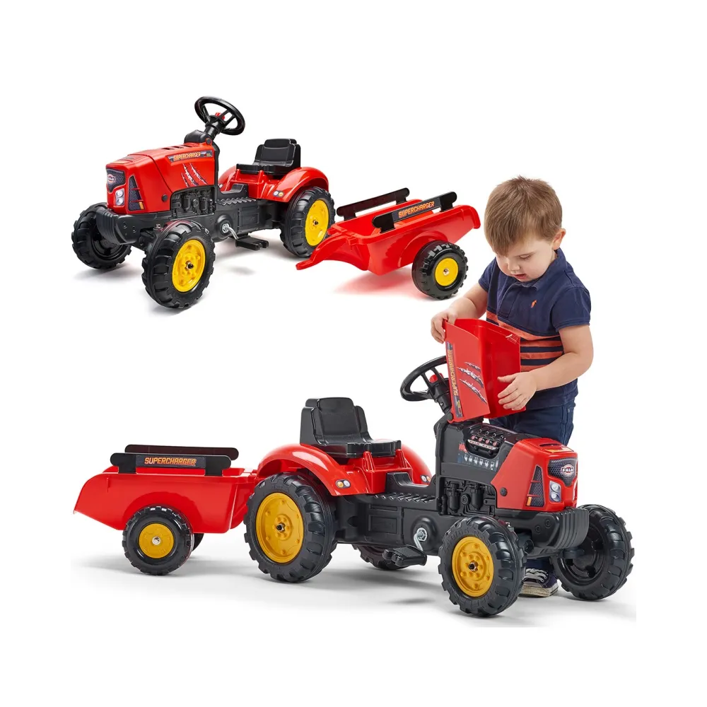FALK traktorek czerwony dla dzieci z otwieraną maską
