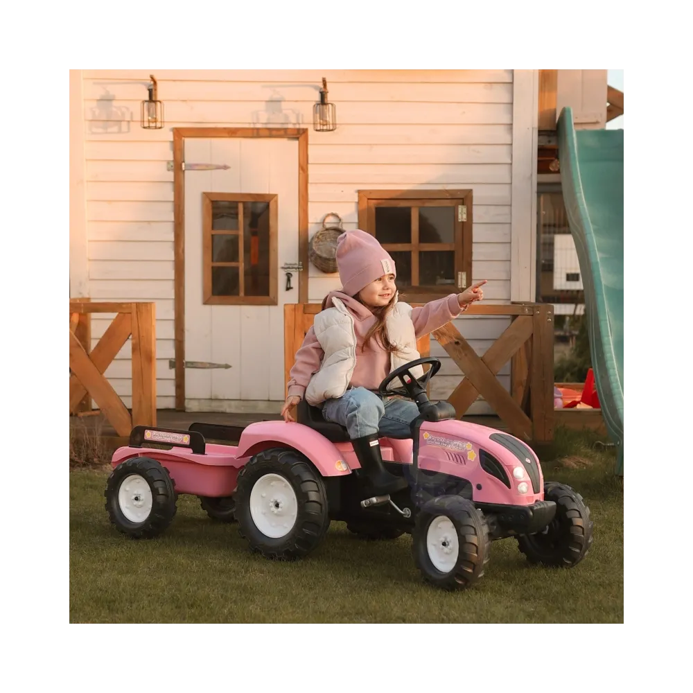 FALK Traktor Country Star z klaksonem i odpinaną przyczepą