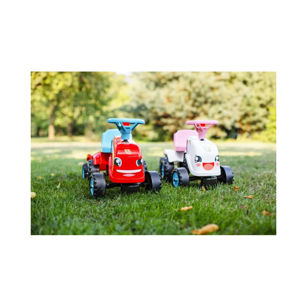 Biało-różowy traktorek z motywem tęczy