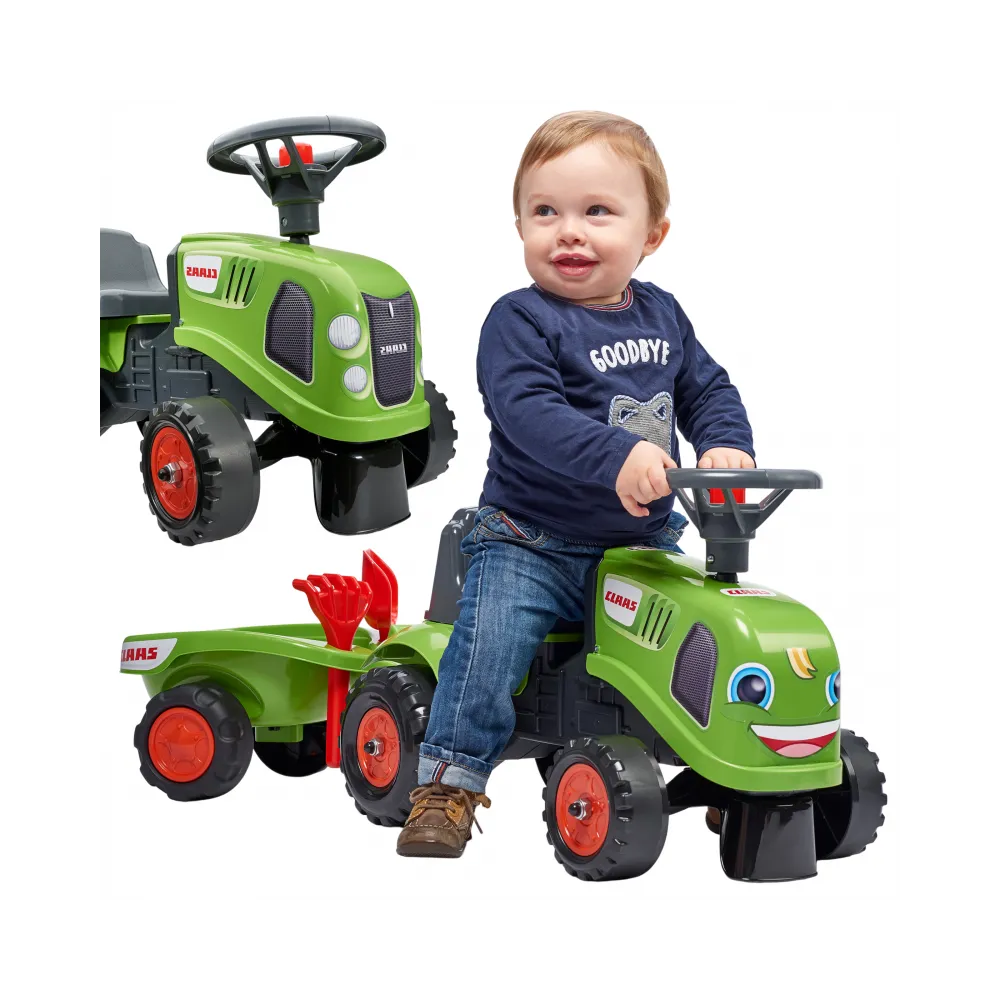 FALK Traktorek Baby Claas Zielony z Przyczepką + akc. od 1 roku
