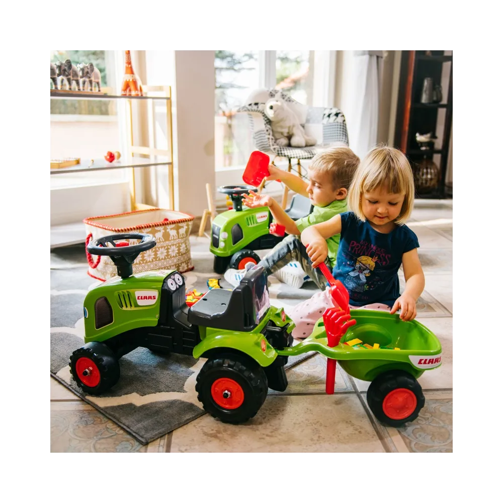 FALK Traktorek Baby Claas Zielony z Przyczepką + akc. od 1 roku