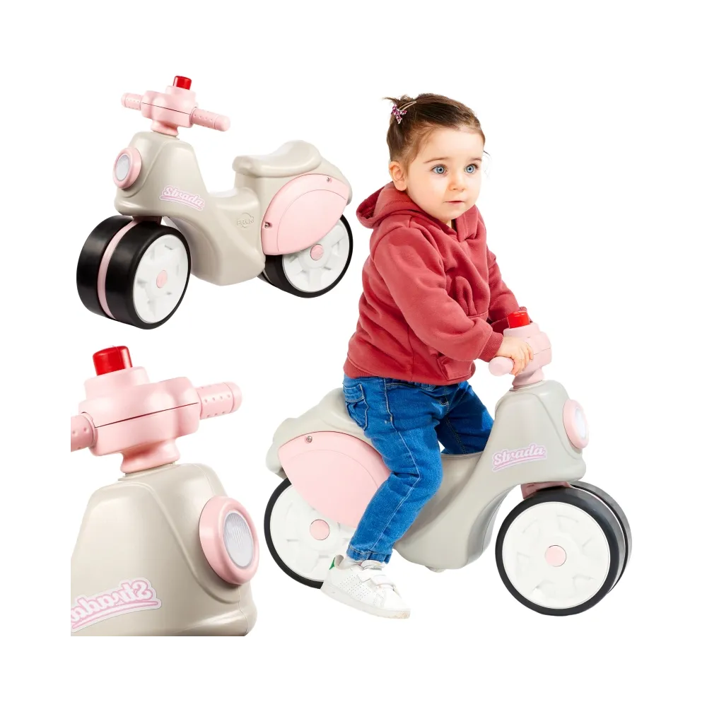 Różowy jeździk Scooter Strada Retro przeznaczony dla dziewczynek od 1 roku