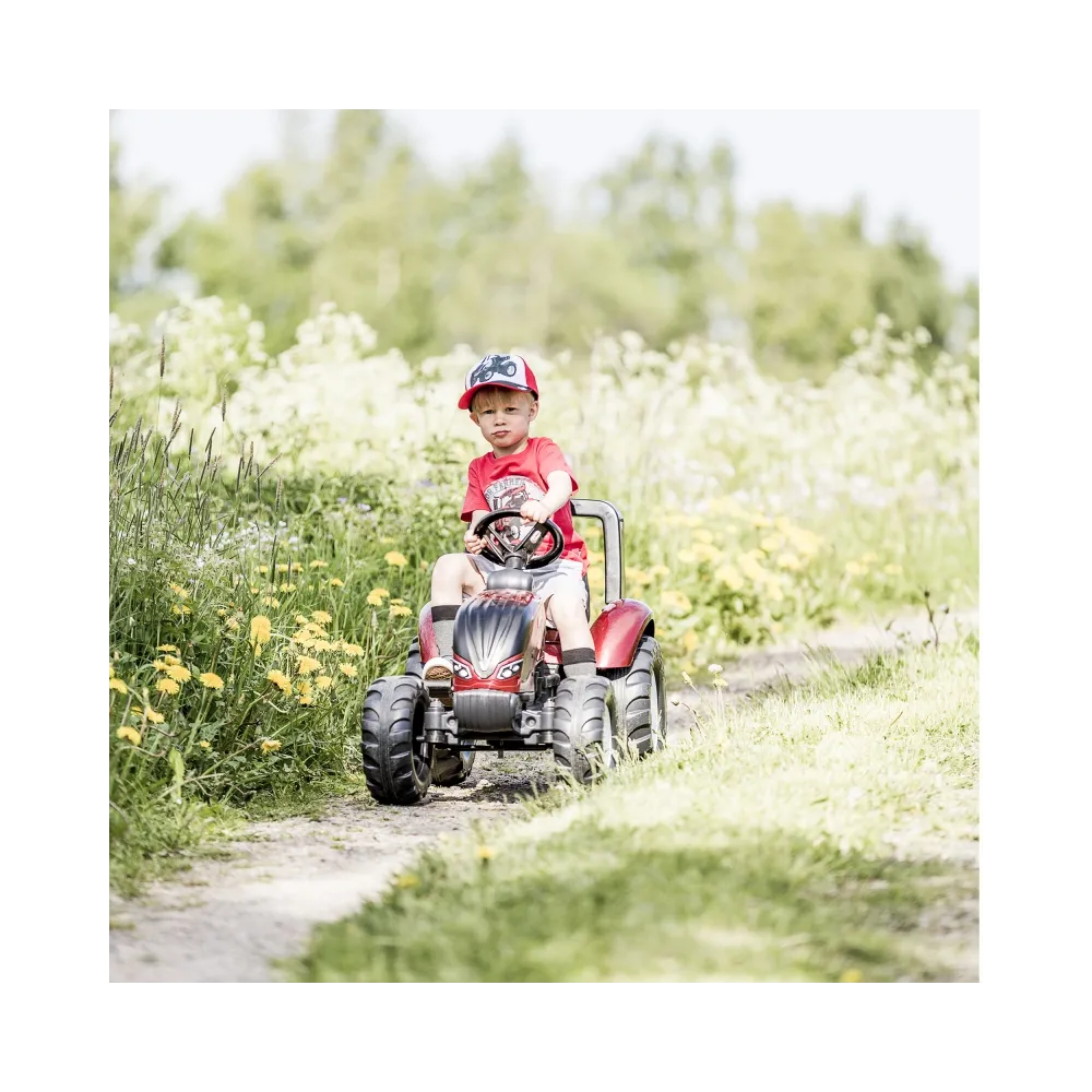 FALK Traktorek Czerwony Valtra S4 na Pedały z Przyczepką od 3 Lat