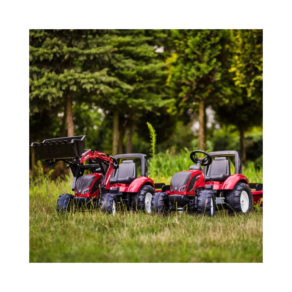 FALK Traktorek Czerwony Valtra S4 na Pedały z Przyczepką od 3 Lat