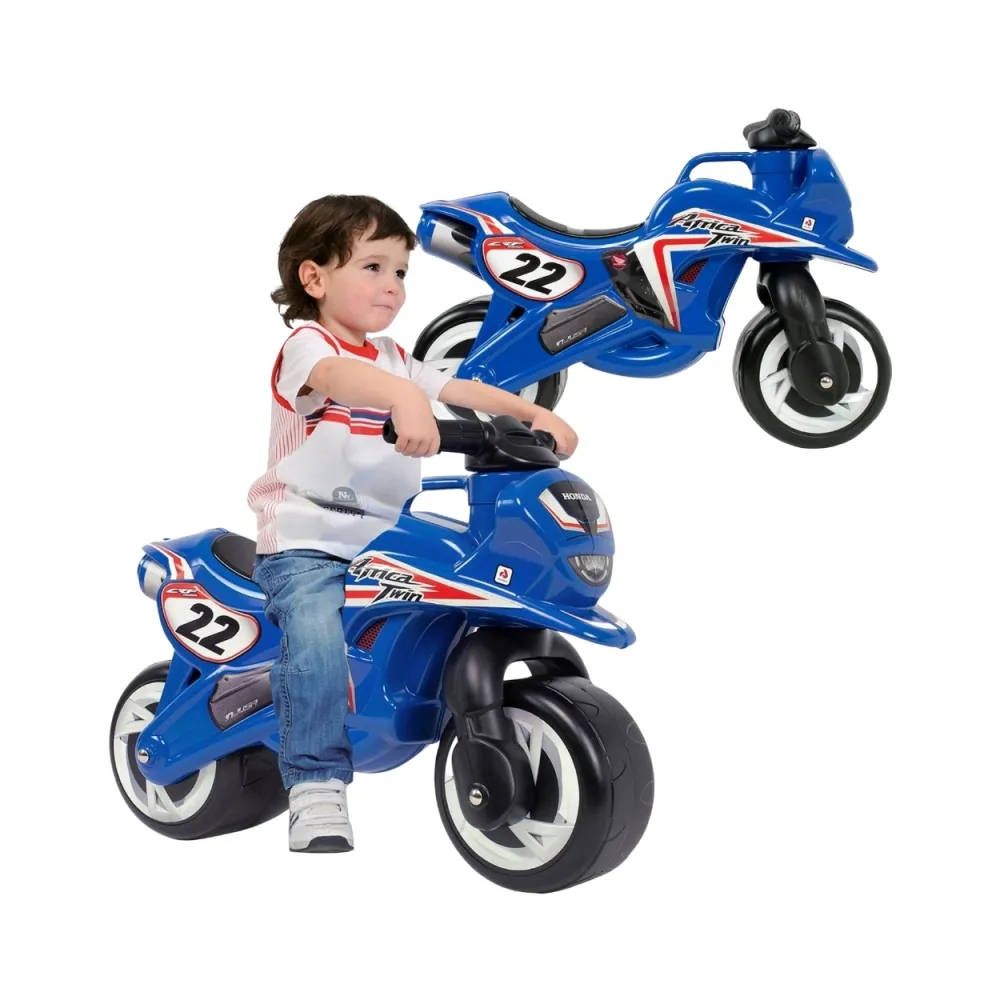 Jeździk motor Honda w niebieskim kolorze dla małych kierowców.