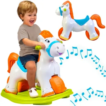 Bujany konik 2w1 dla najmłodszych odkrywców.