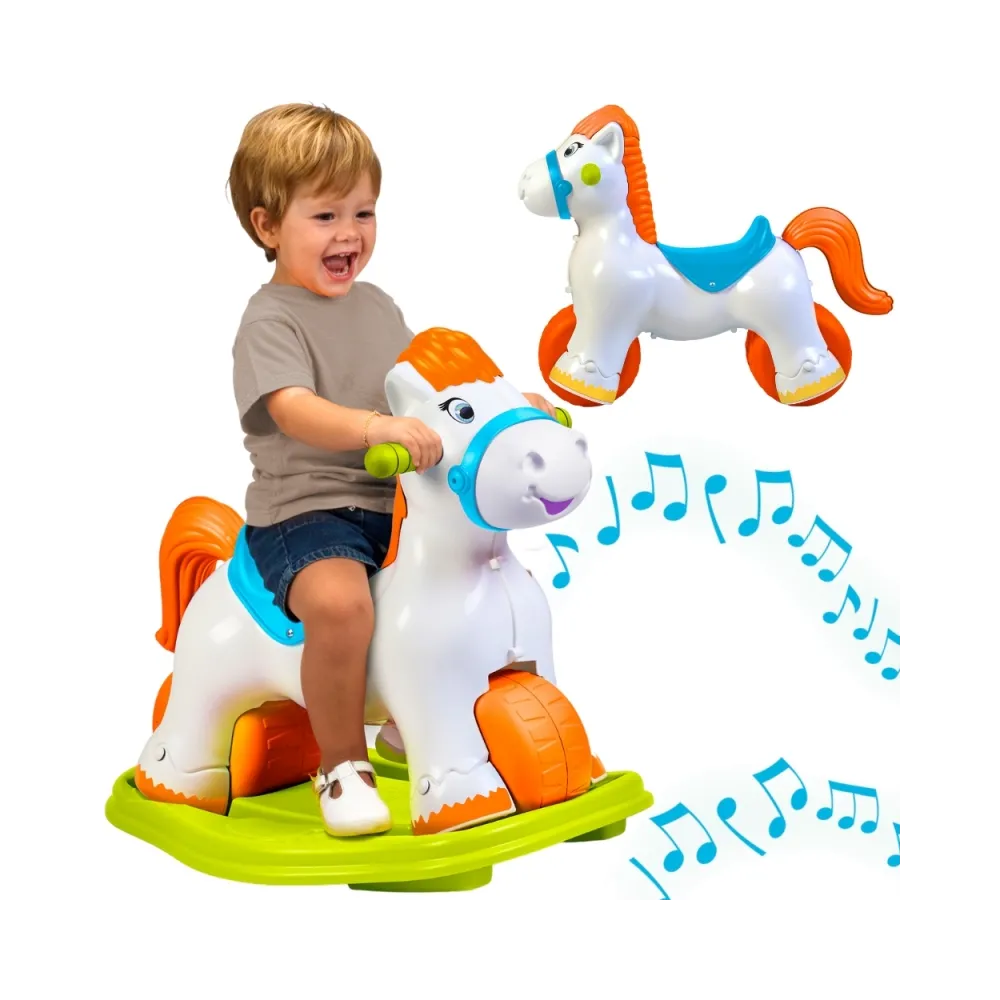 Bujany konik 2w1 dla najmłodszych odkrywców.