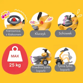 Bezpieczny pojazd do nauki chodzenia i zabawy
