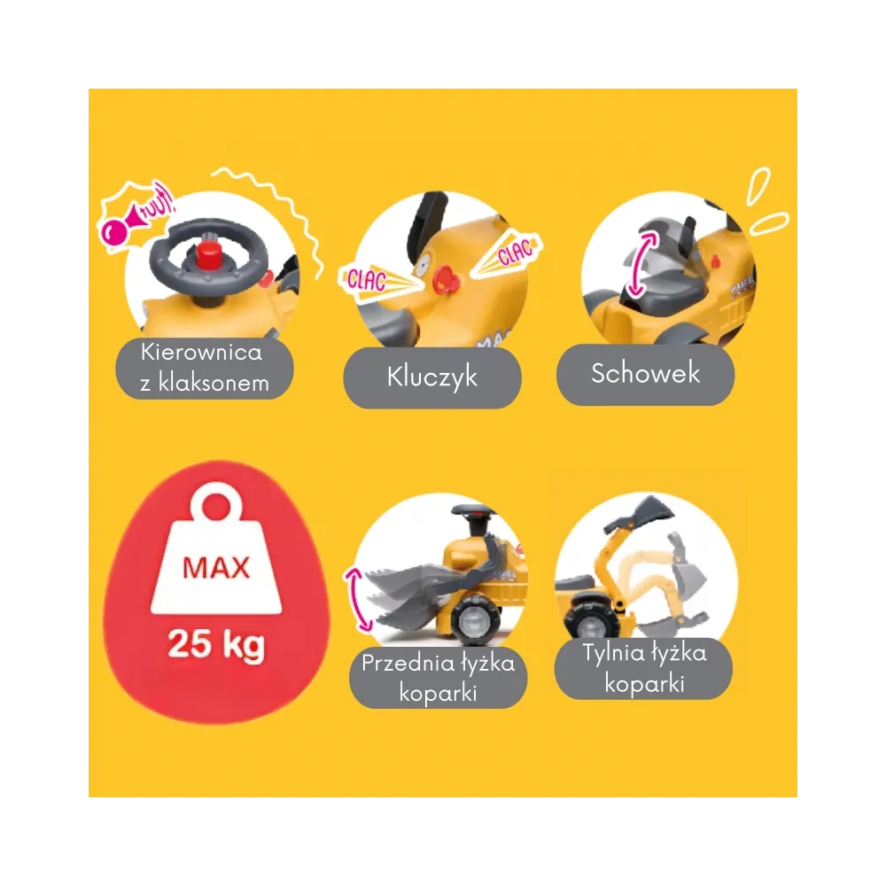 Bezpieczny pojazd do nauki chodzenia i zabawy