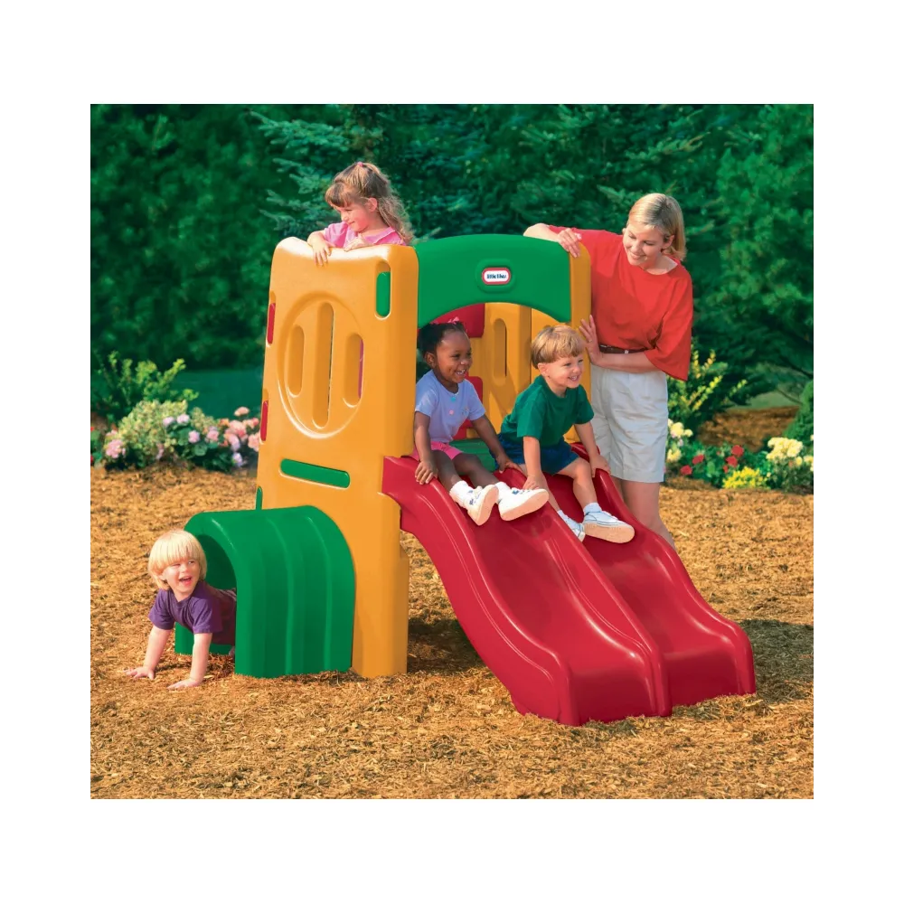 Kolorowy zestaw zabawowy Little Tikes z dwiema zjeżdżalniami i tunelem