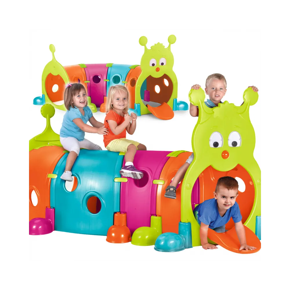 Kolorowy modulowy tunel gąsienica wspierający aktywność dzieci