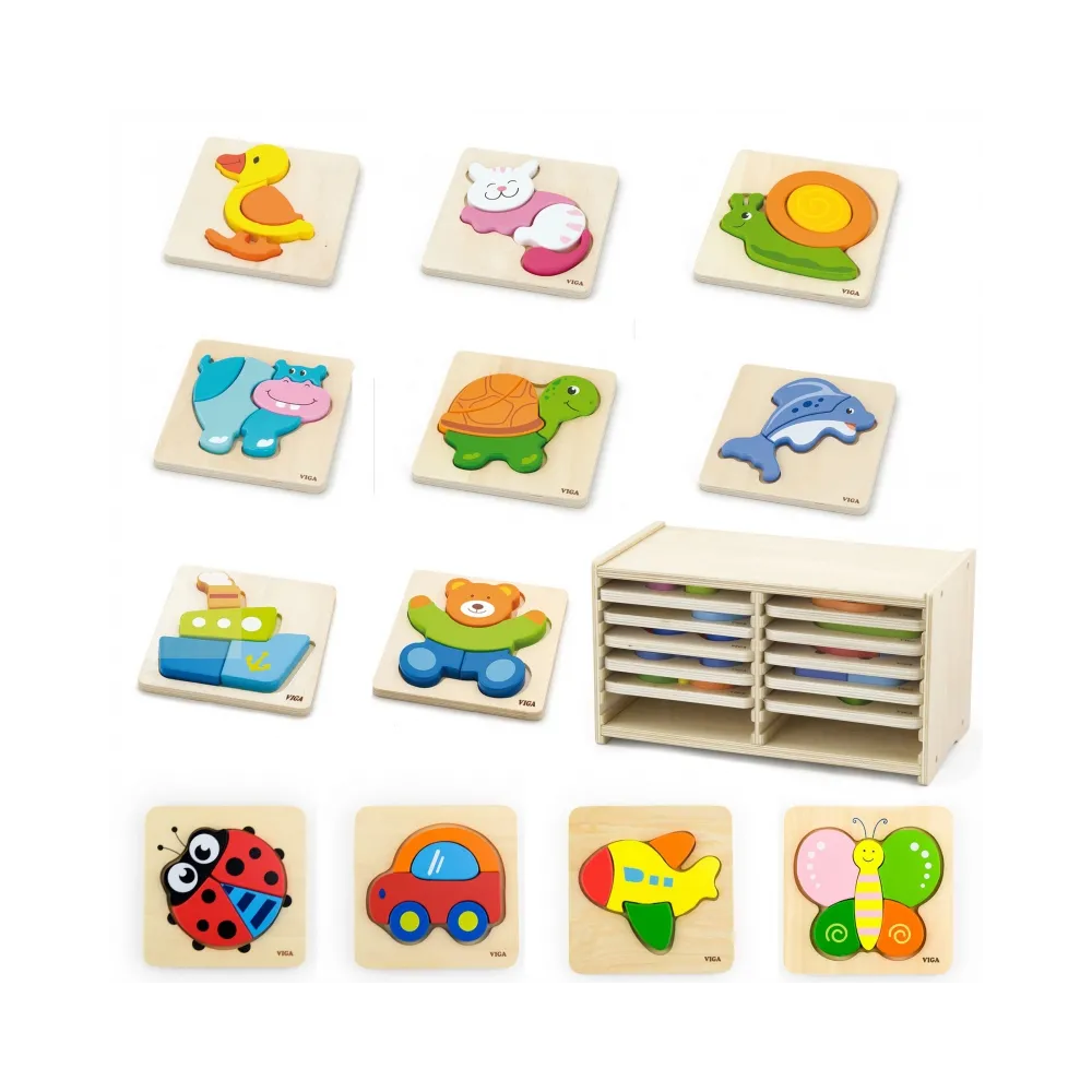 Viga Toys Puzzle drewniane 12 plansz